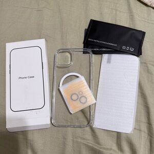 ClearMagSafePhoneCaseIphone15 plus with camera lenses protector and screenprotec